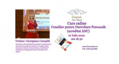 Curs consilier dezvoltare personala, din 10 iulie 2020-online