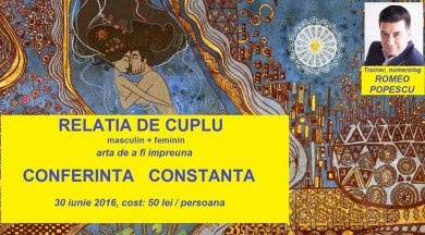 Relatia de CUPLU, arta de a fi impreuna. Conferinta. Trainer, numerolog 
